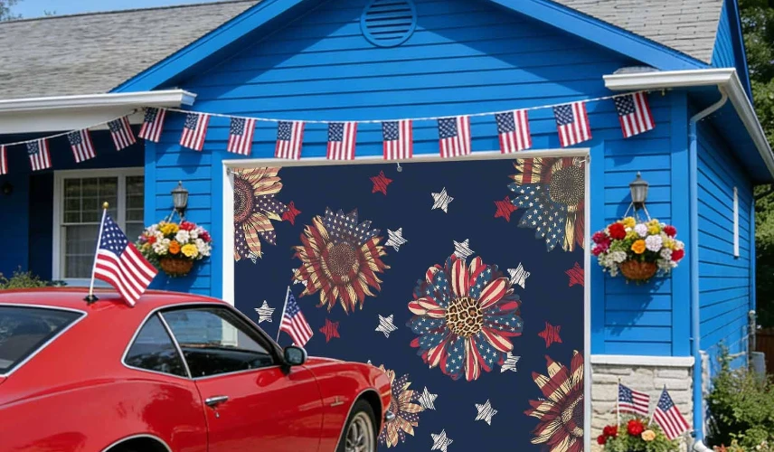 patriotic garage door cover