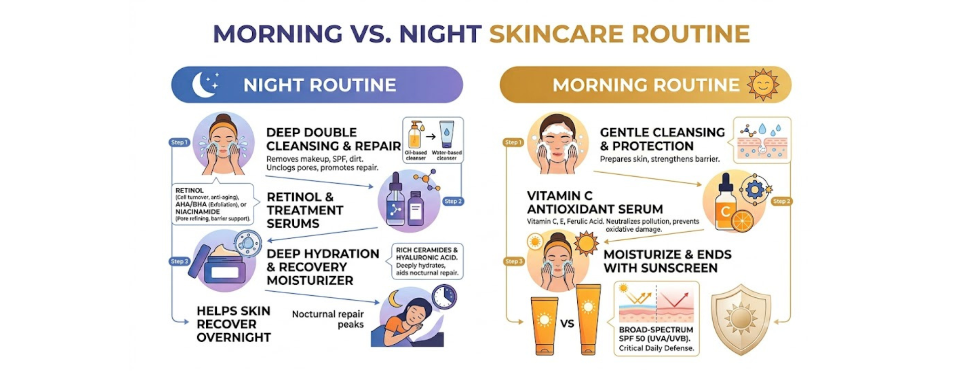 day and night time skincare 