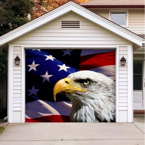 American Bald Eagle & US Flag | Patriotic Garage Door Cover