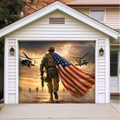 Forged In Freedom | Patriotic Veterans Garage Door Cover